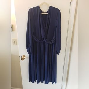 Eloquii Navy Pleated Dress Size 18